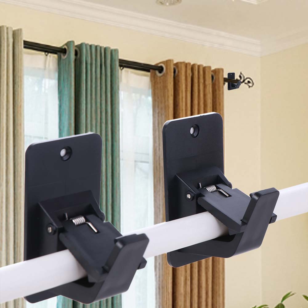 2Pcs Heavy-duty Curtain Hanging Hooks Adjustable Curtain Rod Support Curtain Rod Holders Bathroom