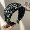 Handmade Craftsmanship Hair Hoop Tweed Fabric Wide Headband Elegant Anti-Slip Headband  Daily Use