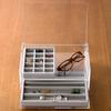 MUJI Stackable Acrylic Case with Two Drawers and Lid, Large, Approx. 25.5cm W X 17cm D X 9.5cm H, Product Number: 38970125
