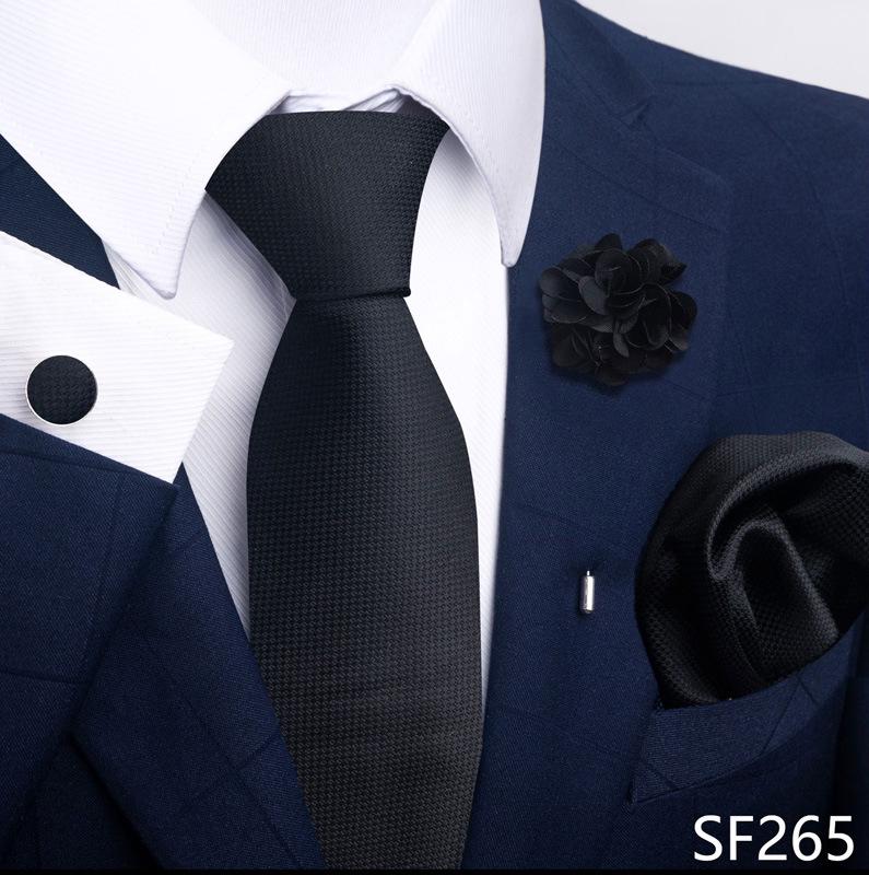 Brown Paisley Men's Tie, Pocket Square, Cufflinks & Boutonniere Set for Business Formal Wear.