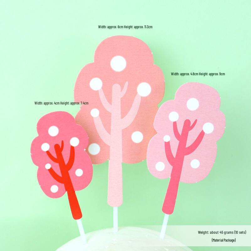 Forest Felt Double-Layer Tree Cake Toppers: Apple & Coconut Tree Decoration Cards