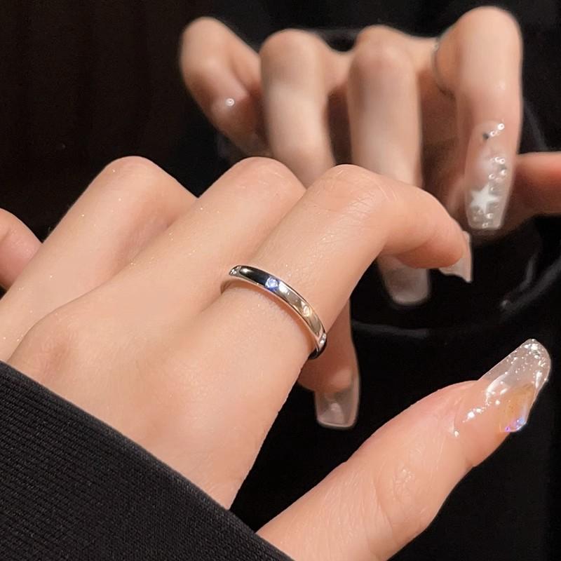 Fashion Luxury Silver Color Zircon Rings for Women Men Simple Elegant Adjustable Opening Wedding Ring Set Party Jewelry Gifts
