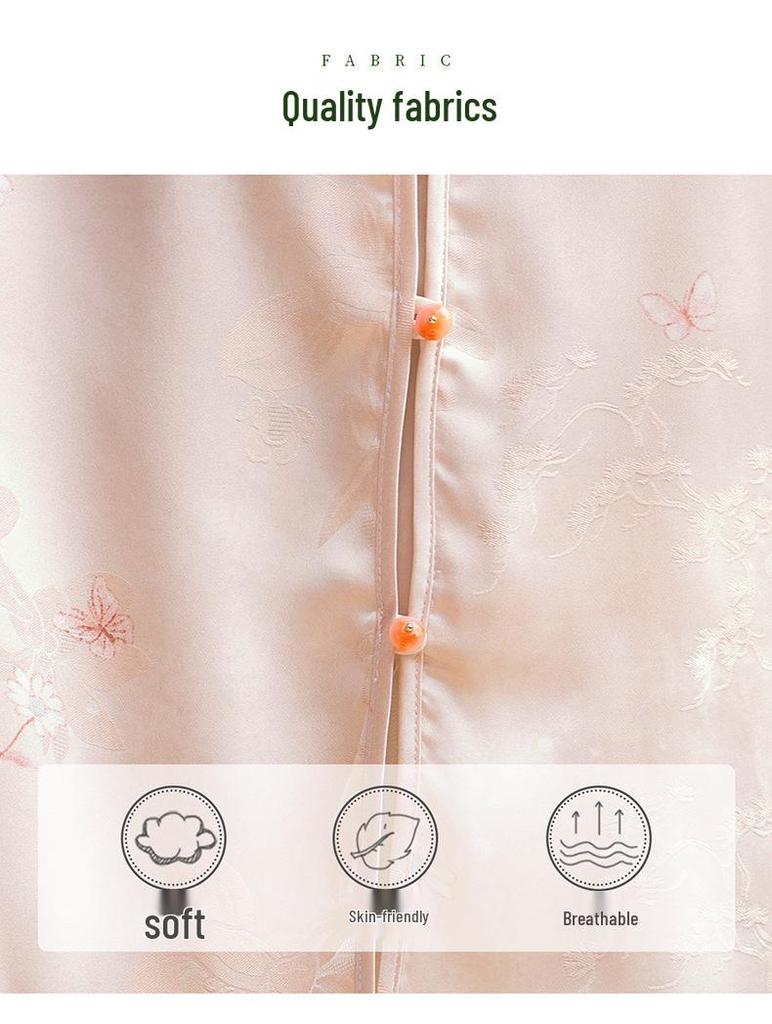 Chinese-Style Lightweight Chiffon Top for Middle-Aged Women (40-60) - Summer Shirt