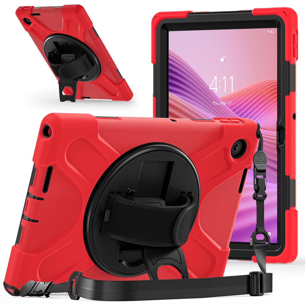 Rugged Case for Lenovo Tab 10.1 Inch 2025 K10C TB-311XU TB-311FU 360 Rotating Stand Heavy Duty Cover with Hand & Shoulder Strap