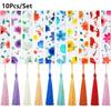 10Pcs/Set Kawaii Transparent Flower Bookmarks With Tassels Stationery Book Page Markers Floral Acrylic Bookmark Student