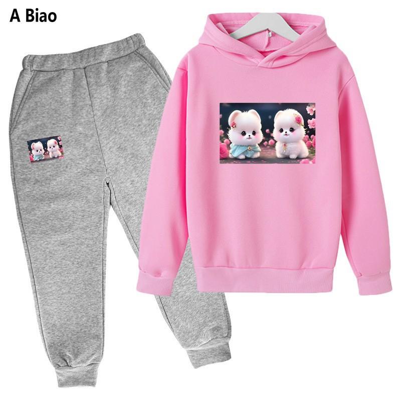 Children's fleece suit hooded children's clothing hip-hop casual spring and autumn suit