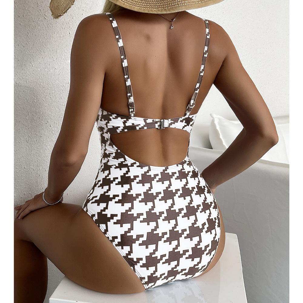 Σέξι στάμπα γυναικεία μαγιό Push UP One Piece μαγιό Monokini εξώπλατο κοίλο καλοκαιρινό μαγιό