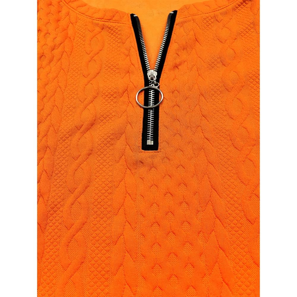 Autumn and Winter New Solid Color V-neck Zipper Long Sleeve Casual Comfortable Fashion Large Size Women's Top