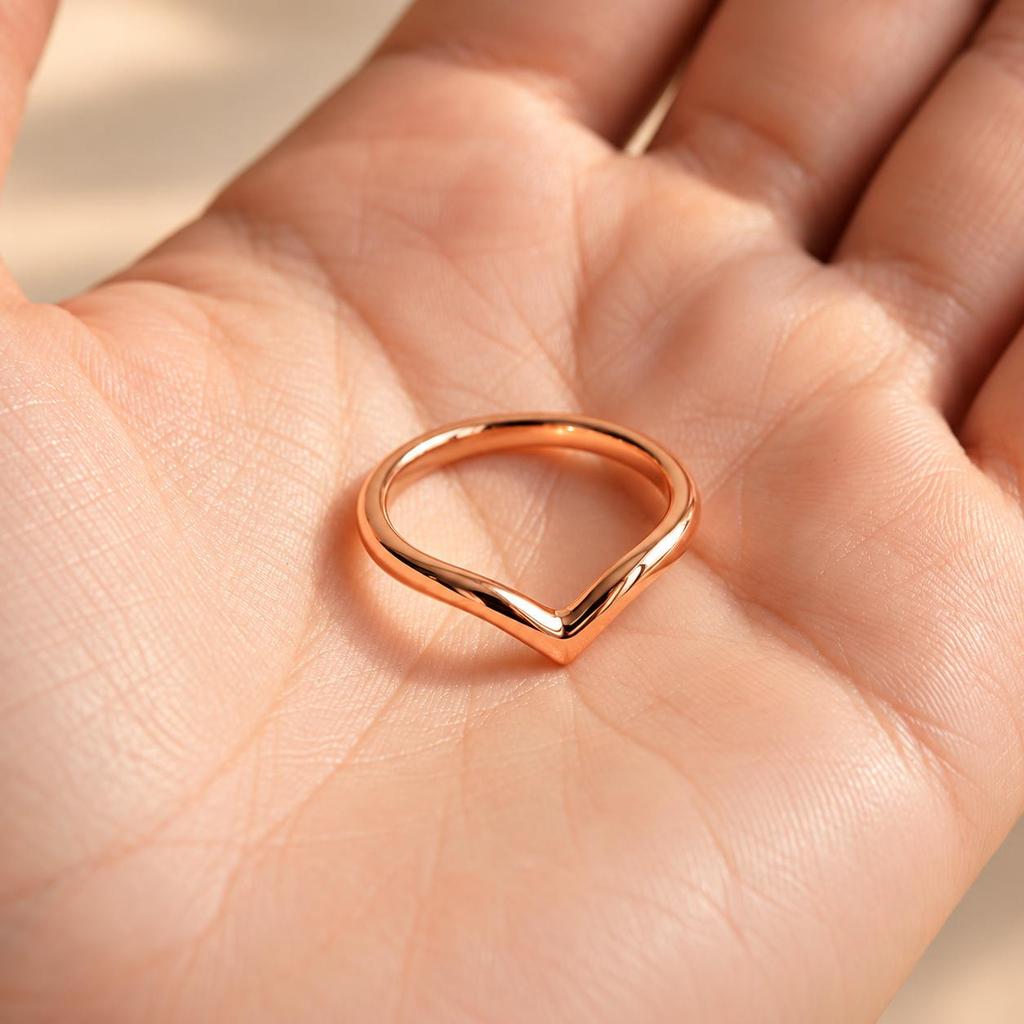 Copper V Shape Ring, Minimalist Band Jewelry, Simple Everyday Ring, Gift for Her