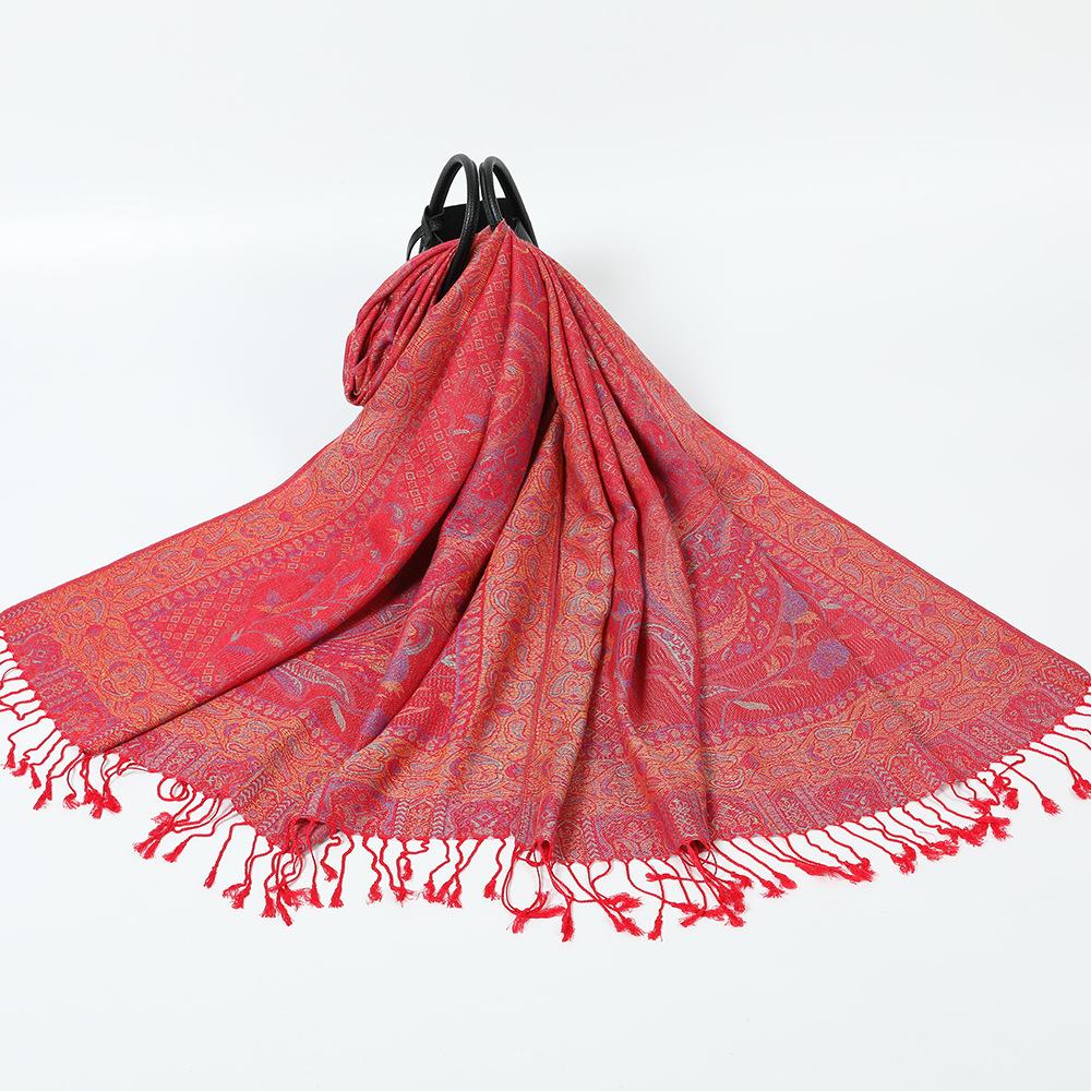 New red shawl with women's travel vacation photo scarf warm scarf cape