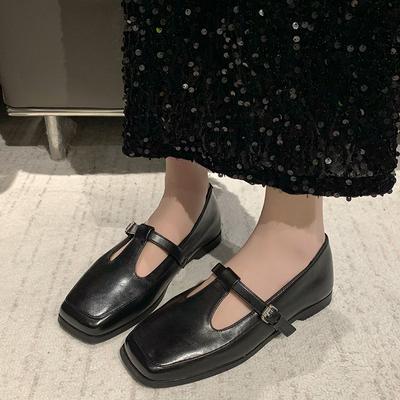Fashion 2024 Loafer Women Mary Janes Shoes Patent Leather Dress Square Head Square Heel Solid Color Women's Shoes Zapatos De Mujer