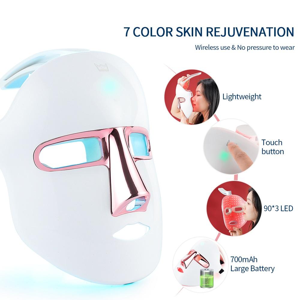 7 Colors Face Wireless LED Mask Photon Facal Beauty Mask Skin Rejuvenation Anti Acne Repair Skin Tightening Anti Aging Skin Care