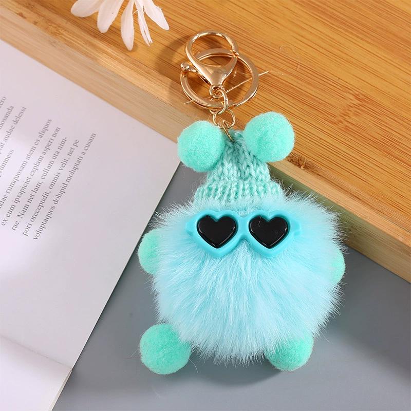 1PC Elfin Cute Backpack Charm Multicolor Plush Handbag Decoration Small Briquettes Keychain Key Chains