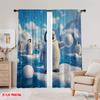 2pcs,2D Plane Printing Curtains Roller Blinds A Penguin Stands On an Iceberg Polyester Fabric (without Rod) Outdoor Decorations