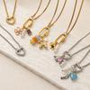 Light Luxury Collarbone Chain Women Stainless Steel Flower Pendant Necklace  Vacation