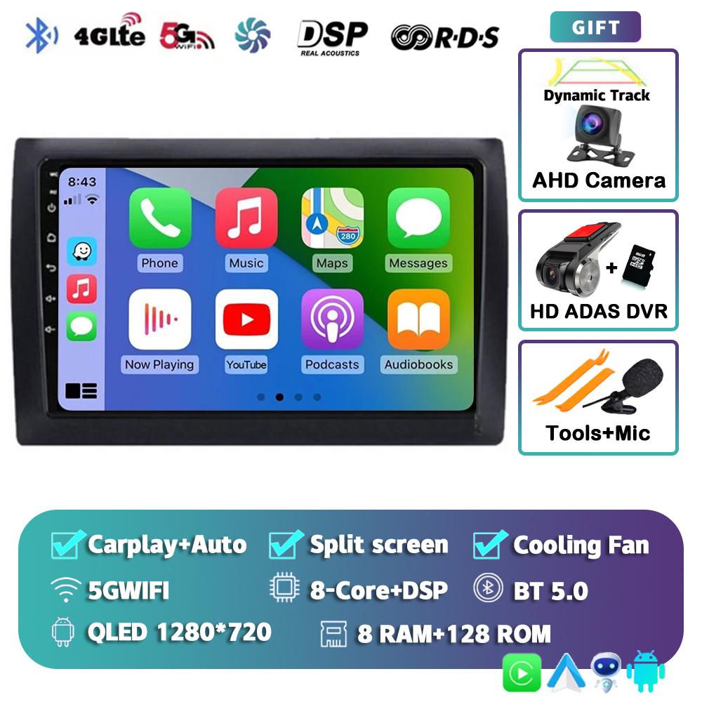 Android 14 CarPlay Auto Car Radio For Fiat Stilo 2001-2010 Multimedia Video Player GPS Navigation 4G+WIFI Stereo Audio Head Unit