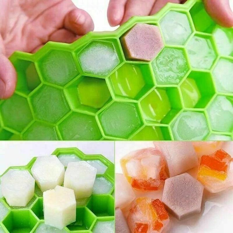 Honeycomb Ice Cube Trays with Removable Lids Silica Gel Ice Cube Mold Ice Maker DIY Creative Small Ice Mold Square Shape Tools