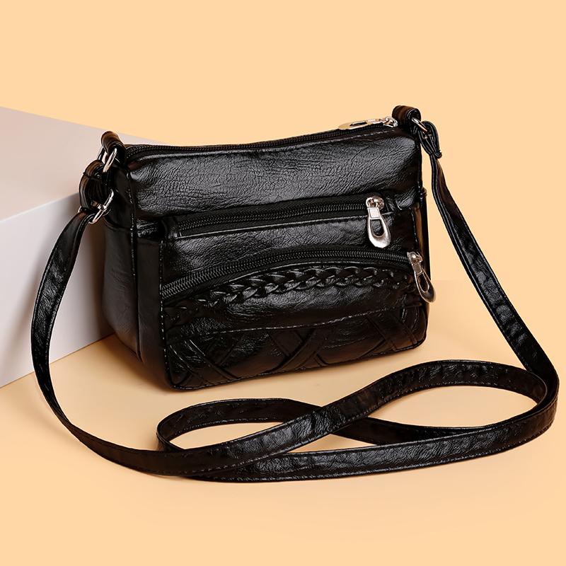 Retro Women's PU Leather Woven Crossbody Bag Medium and Old Women's Bag Casual Capacity Single Shoulder Bags Suitable for Daily Use Shopping Commuting