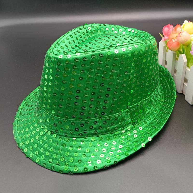 Adult Children's Stage Jazz Hat June Day Festival Performance Dance Sequin Hat KTV Party Black Hat
