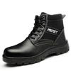 Black Leather Work Shoes Men's Winter Safety Shoes Man Steel Toe Boots Waterproof Work Safety Boots Women Protective Boots