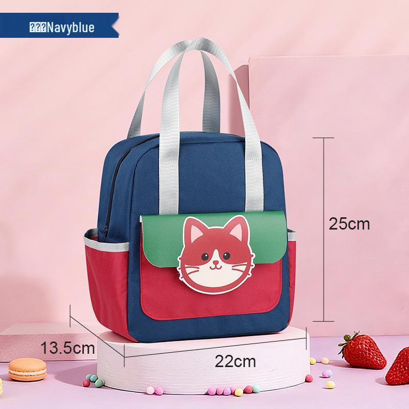 Cute Oxford Cloth Bento Lunch Bag with Thickened Aluminum Foil Insulation темно-синий