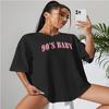 Pink Letters 90-talls babybomullstrykt dame-t-skjorte Individuelle daglige klær Original kreativitet-t-skjorter Nisje Uformelt t-skjorte