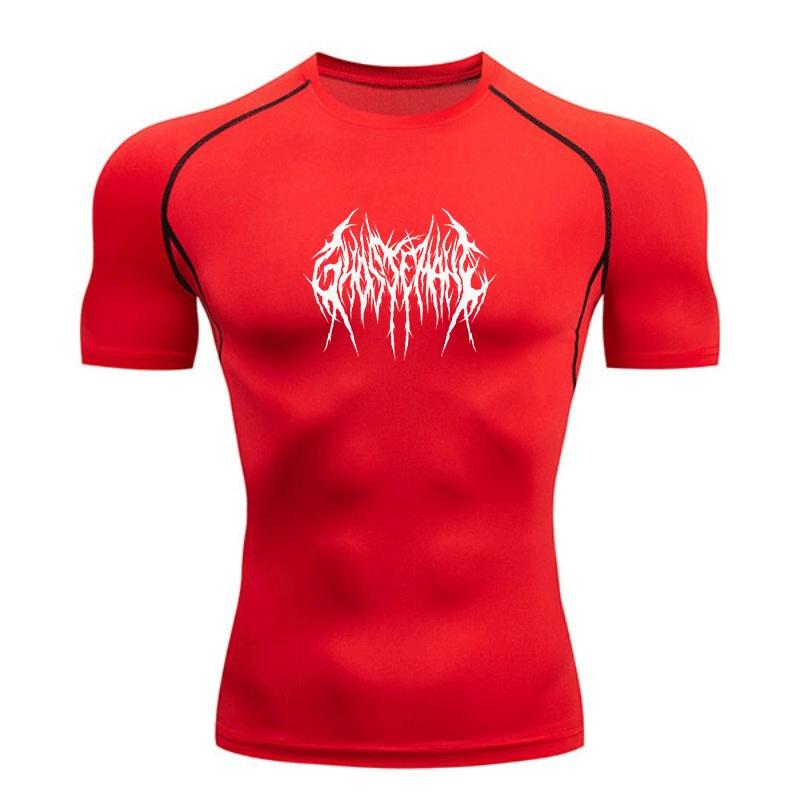 Men's Quick Dry Compression Fitness Sport T-shirt, Deathmetal Spiky Thorn Graphic Workout Athletic Shirt for Gym Running Training Active Wear