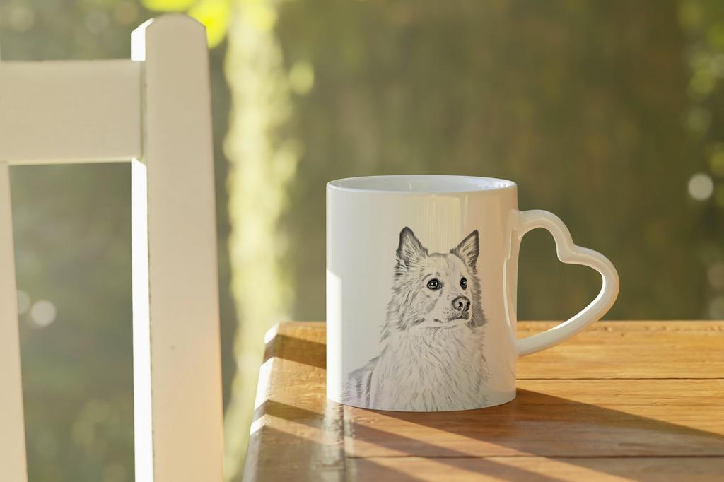 Icelandic Sheepdog, Icelandic Spitz, Iceland Dog - Cup with a Dog, Adorable Cup with a Heart-shaped Handle, Universal Gift from the Art-Dog Brand