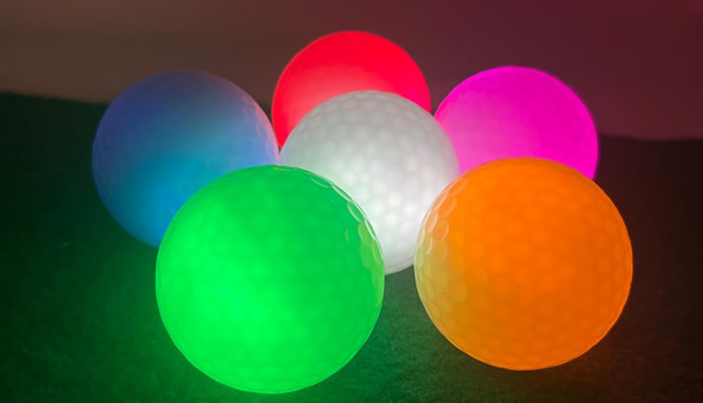 [sort] Golf Balls, Set of 6 or 12, Choose from 6 Colors, Illuminating LED Lights, Colorful, Outdoor Sports, Flash Balls, Night Golf (Red, Set of 6)