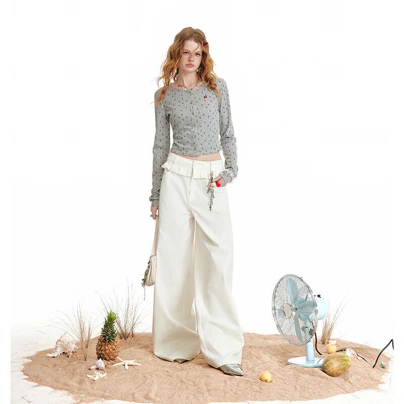 unifree Korean Style Lace Hem Wide-Leg Pants