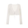 Women's V-Neck Openwork Knit Tie-Up Cardigan - Lightweight Summer Sun Protection Long-Sleeve Top