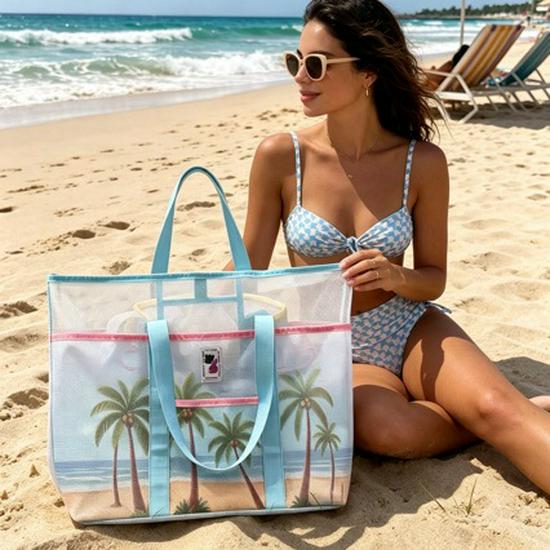 VIP Große Kapazität Koreanische Strandtasche - Tragbare Mesh-Umhängetasche für Fitnessstudio, Schwimmen und Outdoor
