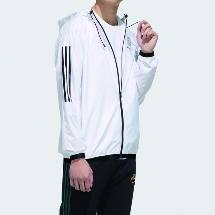 Adidas Neo Branded Windbreaker With Hood And Long Sleeves Men Outerwear White GK5869