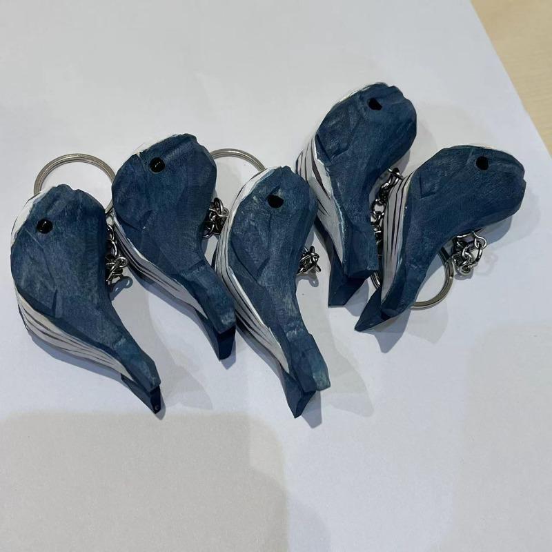 Carved Blue Whale Pendant Pendant Key Chain Hand-carved Blue Whale Woodcut Small Gift Blue Whale Adornment New