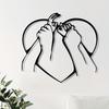 Metal Couple Hand in Hand Wall Art Romantic Powder Coated Decor for Wedding Valentine Bedroom Garden