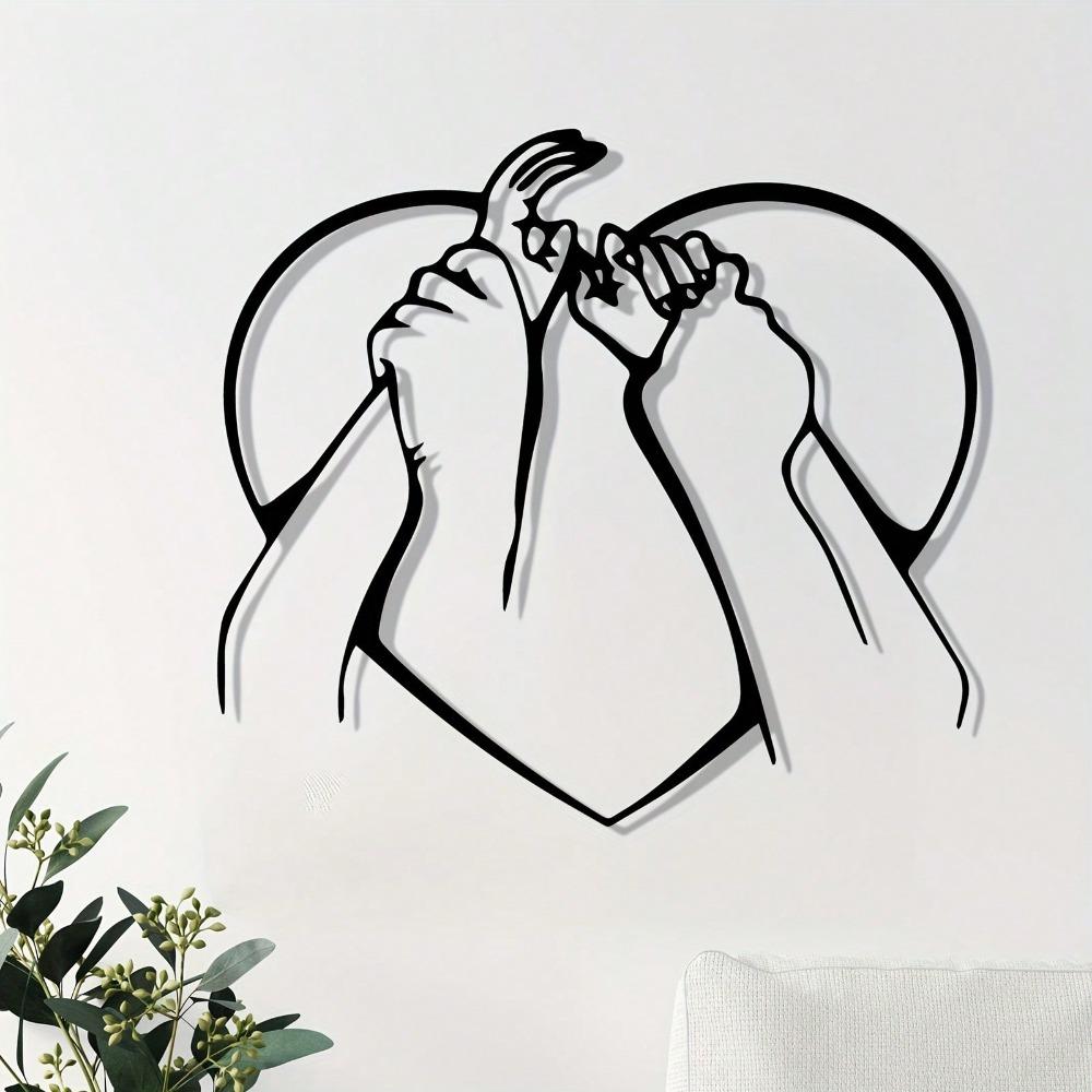 Metal Couple Hand in Hand Wall Art Romantic Powder Coated Decor for Wedding Valentine Bedroom Garden