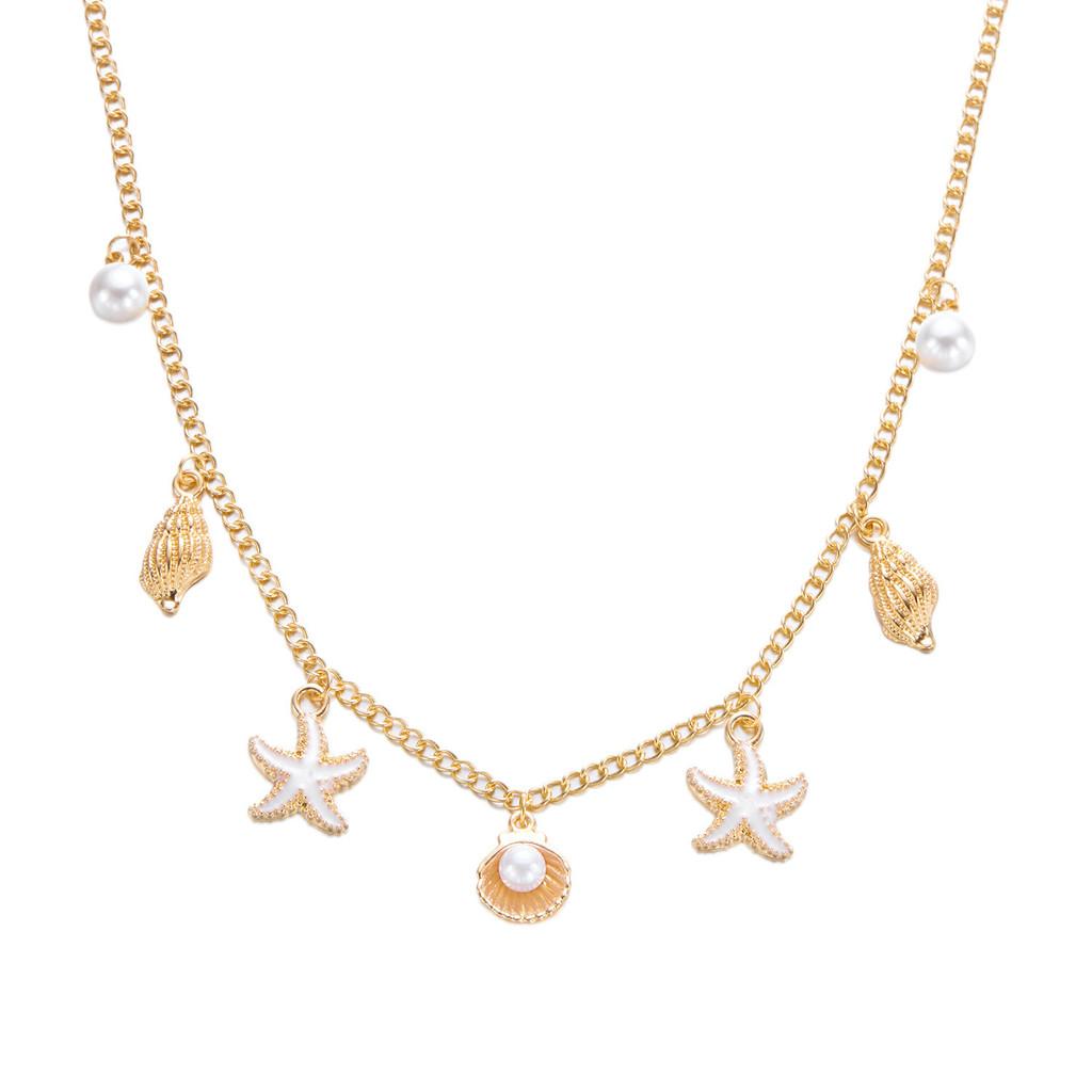 Schelp Hanger Ketting Met Legering Ketting Voor Dames Strand Mode