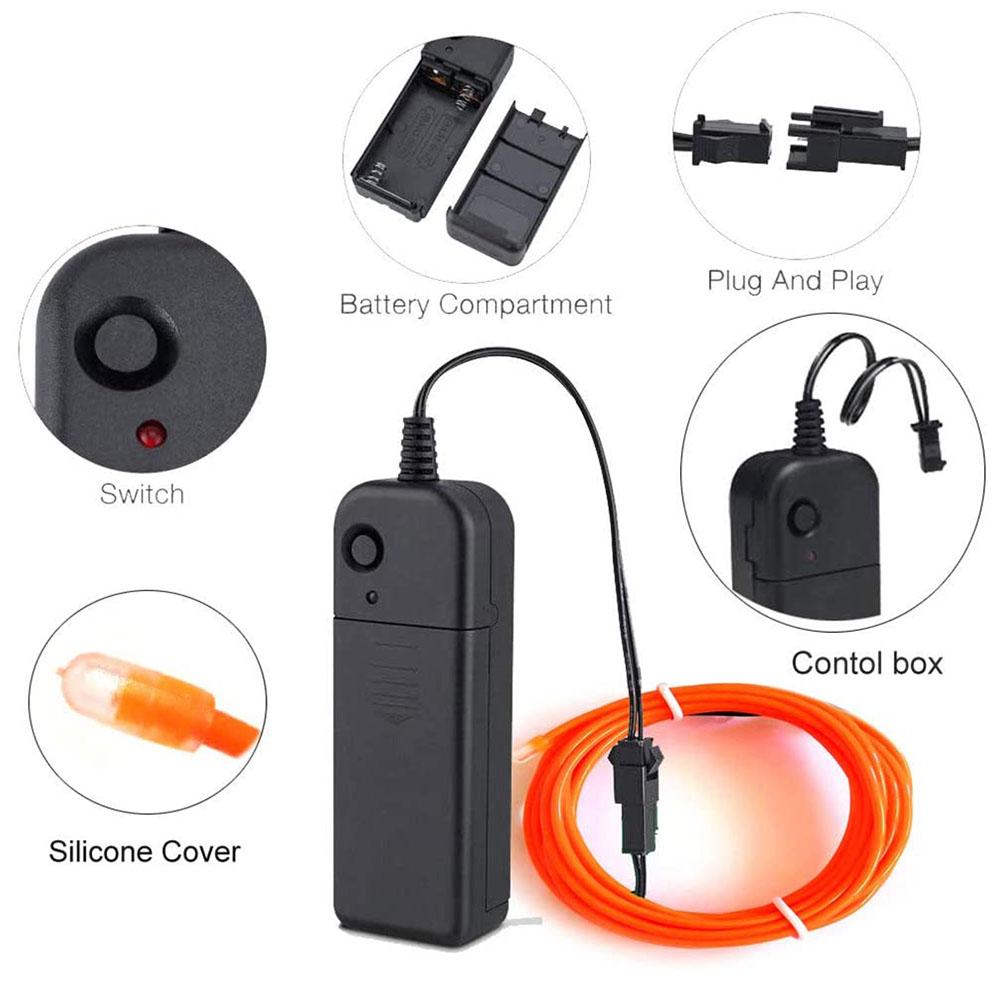 Glow Ultra-bright Flexible Luminous Line Rope Tube Neon Battery Box Set DIY Costumes Clothing Decor