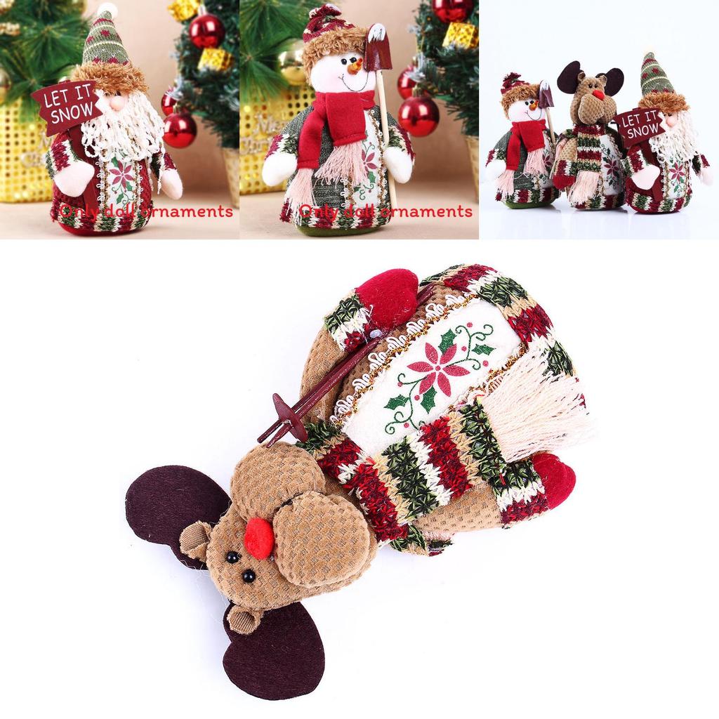 Christmas Santa Snowman Reindeer Desktop Decor With Fabric Material For Holiday Tabletop Display