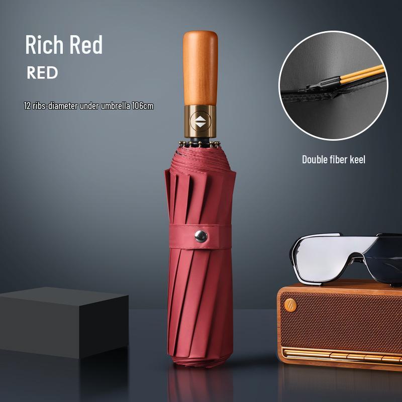 Dual-Use Automatic Umbrella for Men & Women: Sun & Rain Protection with black glue sunshade. Customizable with printed logo, fits two people.