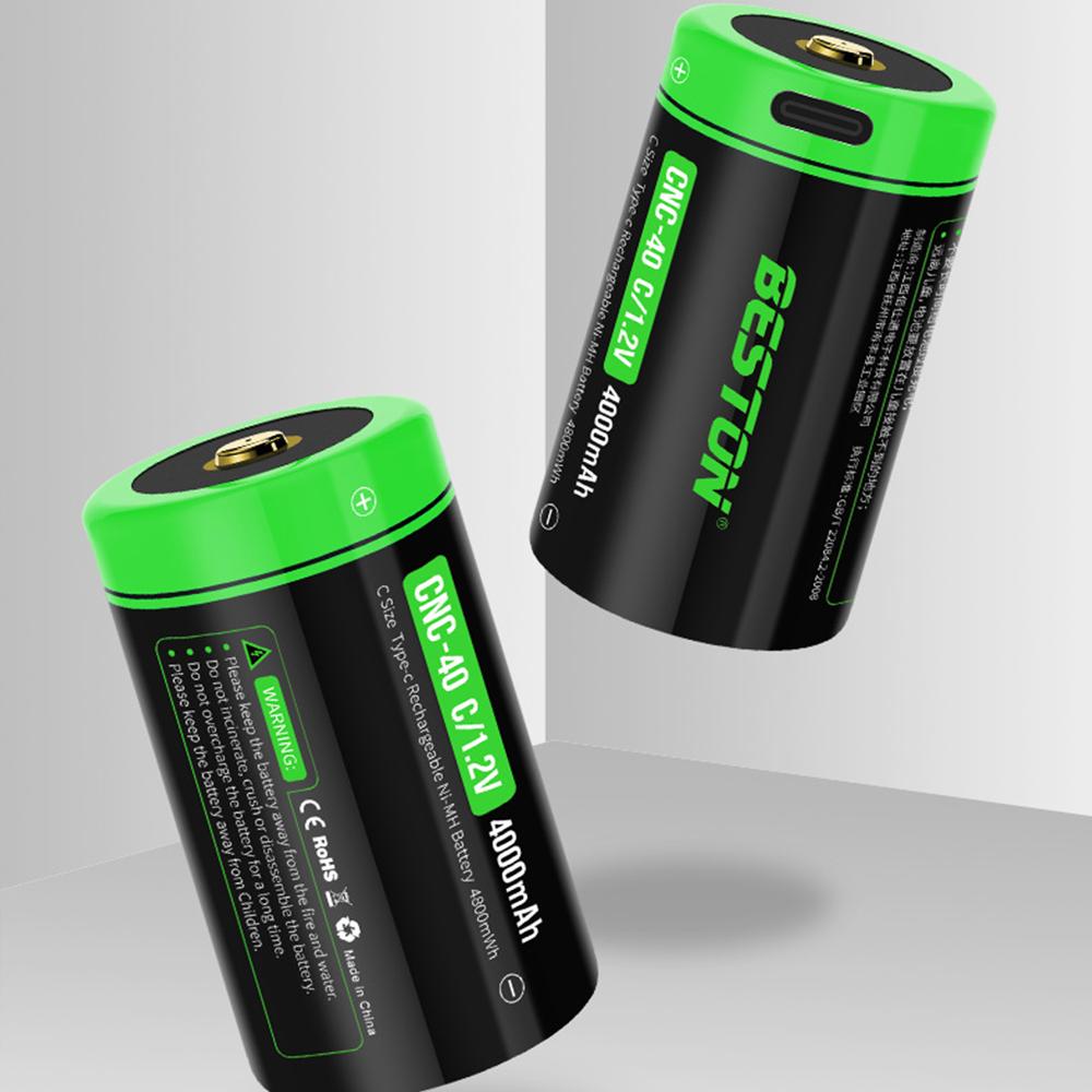 1.2V NI-MH Battery Water Heater Flashlight 4000mAh Type C Size USB Rechargeable Battery