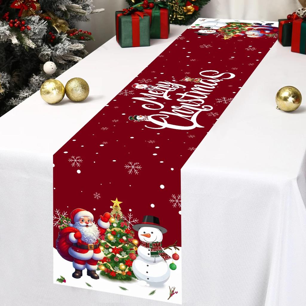 2025 Merry Christmas Santa Table Runner - Kitchen Dining Table Decor | Navidad Home Winter Holiday Gift