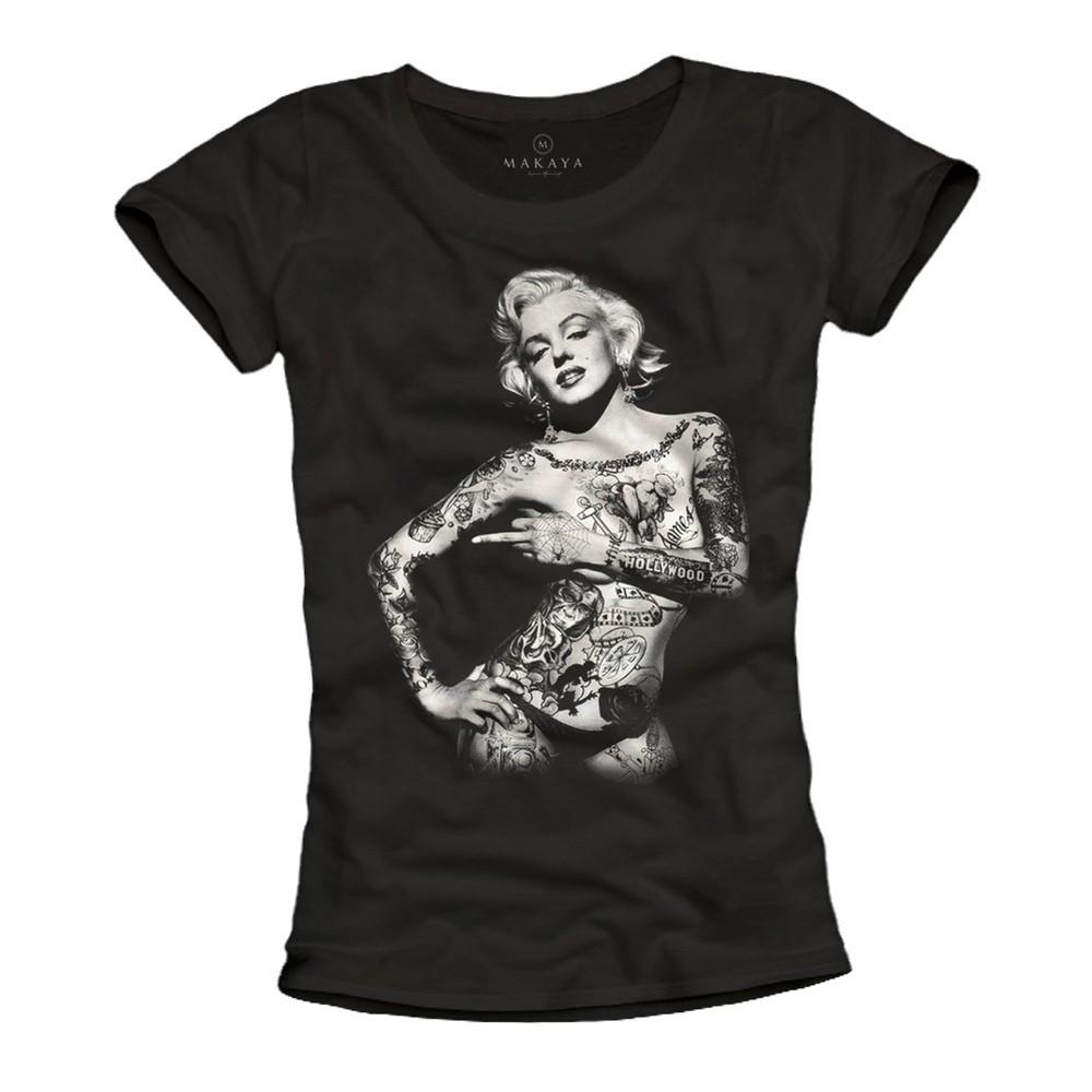 Rockabilly Ladies T Shirt Marilyn Tattoo Women Sexy Top Biker Motorcycle Up Unisex T-Shirt L