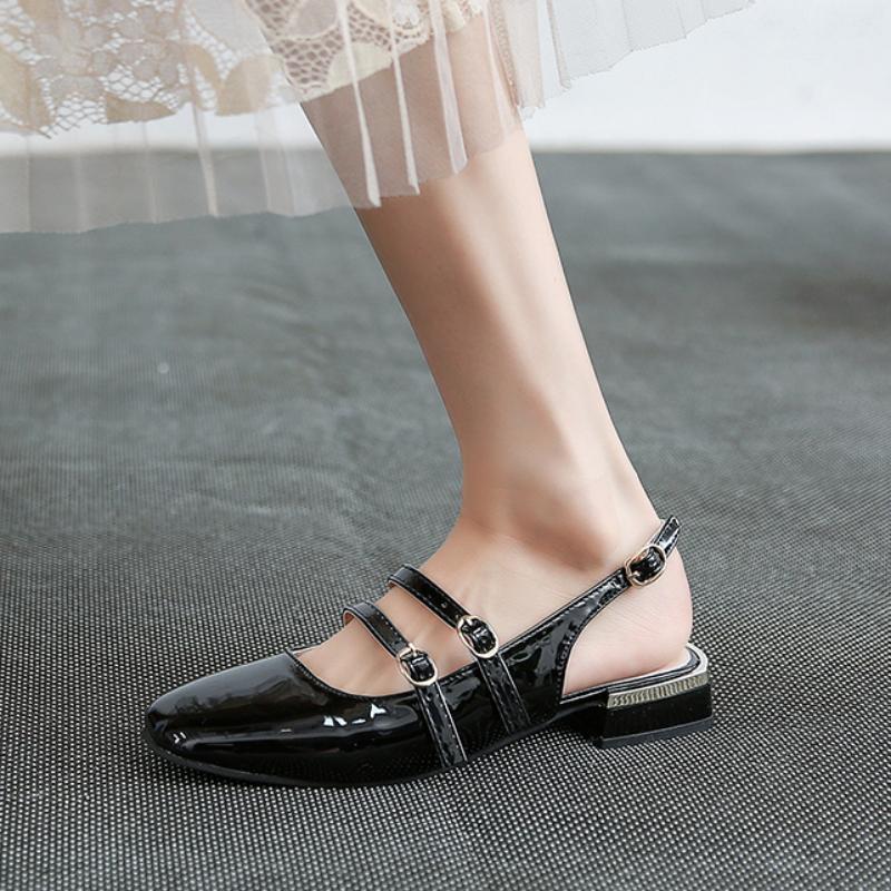 Fashion Flats Women's Sandals Elegant Shallow Shoes Designer Buckle Loafers Shoes Woman 2025 Summer Slingback Dress Sandalias De Mujer