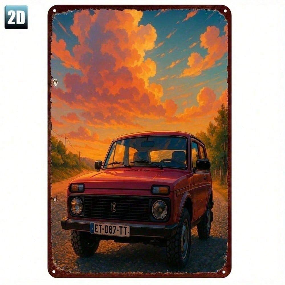 Metal Wall Art Retro Vintage Sunset Print for Living Room