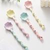 1PC Ceramic Long Handle Spoon Kawaii Korean Ice Cream Hand Painted Dessert Spoon with Long Handle Kitchen Tableware Accessories