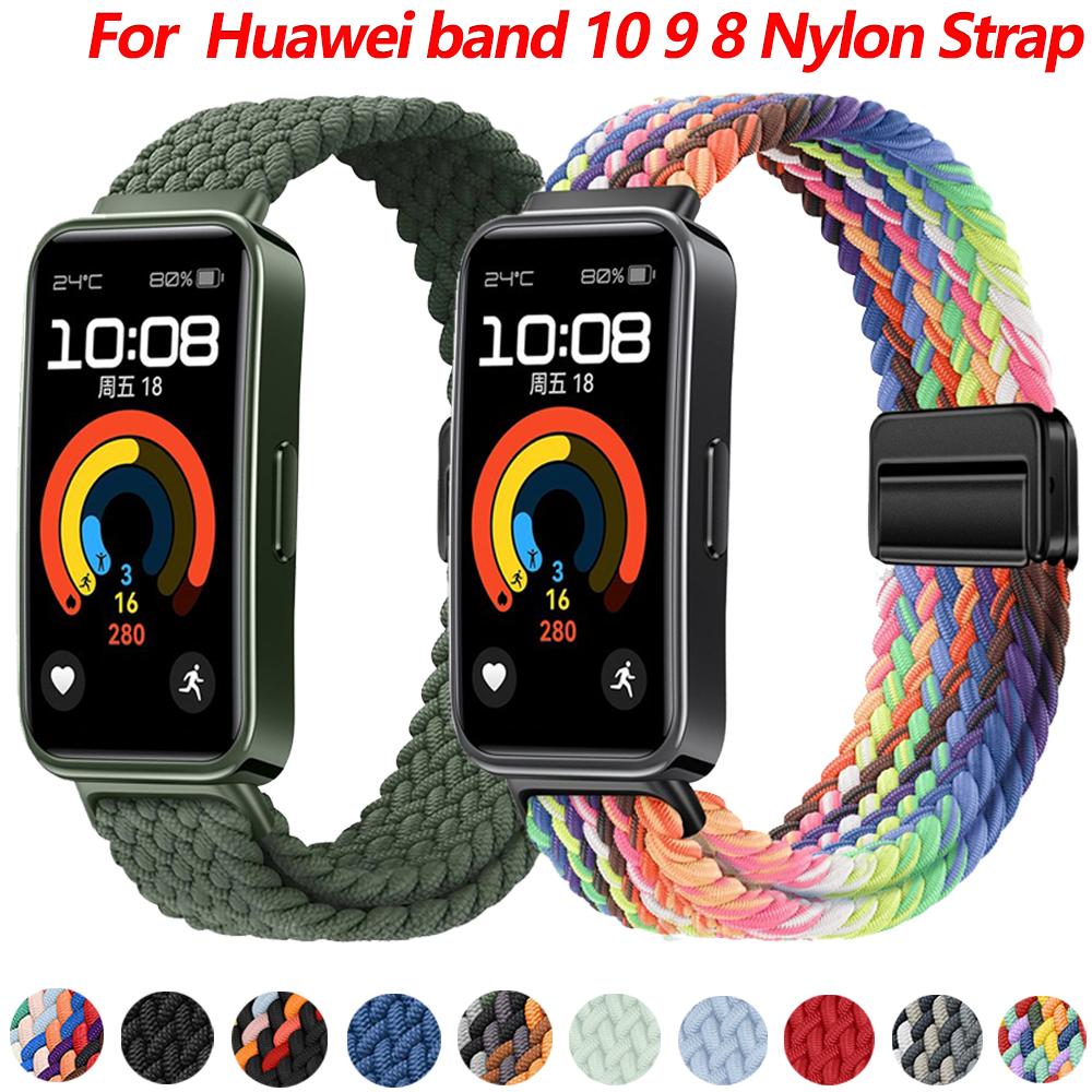 Nylon Loop Band for Huawei Band 10 Strap Braided Magnetic Buckle Wristband for Huawei Band8 9 10 Breathable Bracelet Accessories