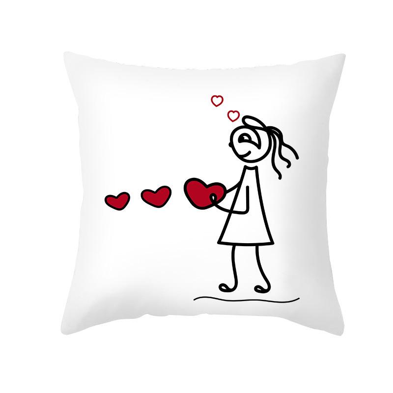 Valentine's Day Pillow Cover Couple Love Cushion Cover Peach Skin Fur Home Bedroom Sofa Cushion Cover