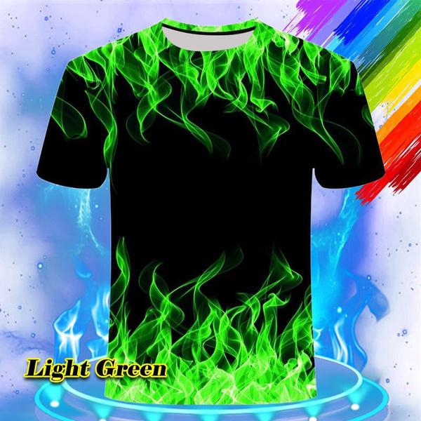 Fantastisk Herr 3D-tryckt Cool T-shirt Kortärm O-hals Casual Hipster Lös T-shirt Personlighet Visuell Låga