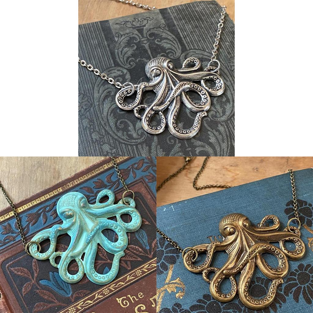 Fashion Octopus Pendant Necklace With Cross Chain For Men And Women
